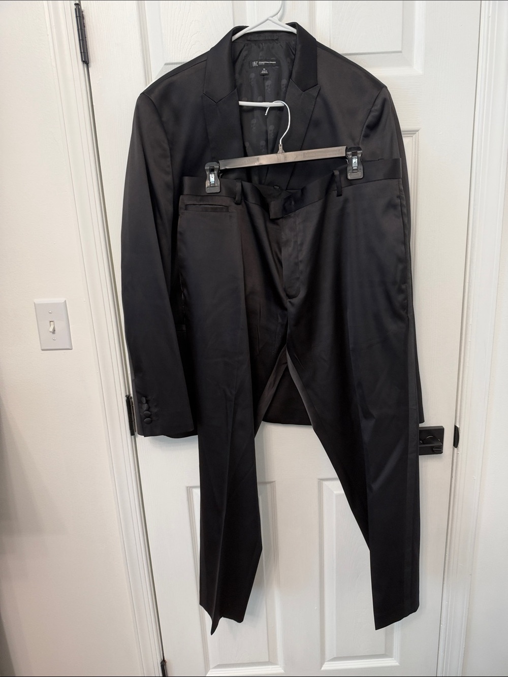 INC International Concepts Black Satin-Trim Suit Jacket and Trousers-blazer XL